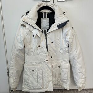 White Ski Jacket with Fur Lined Hood